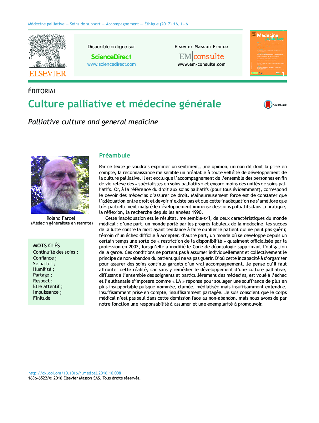 Culture palliative et médecine générale