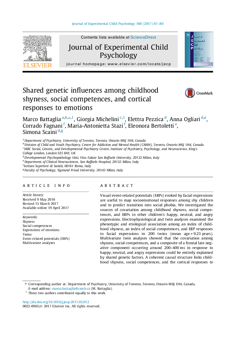 Shared genetic influences among childhood shyness, social competences, and cortical responses to emotions