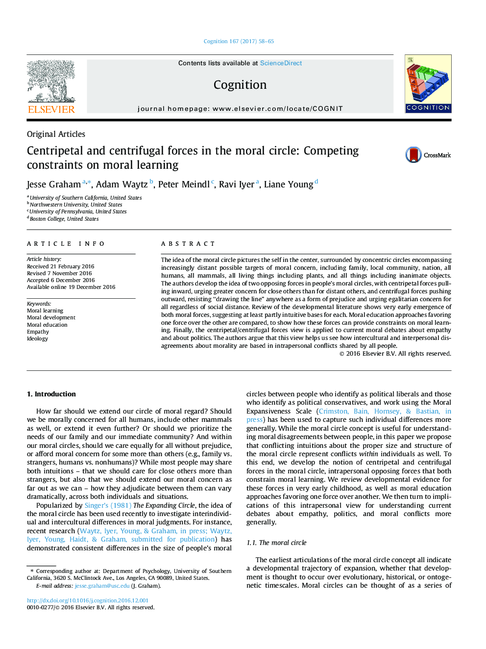 Centripetal and centrifugal forces in the moral circle: Competing constraints on moral learning