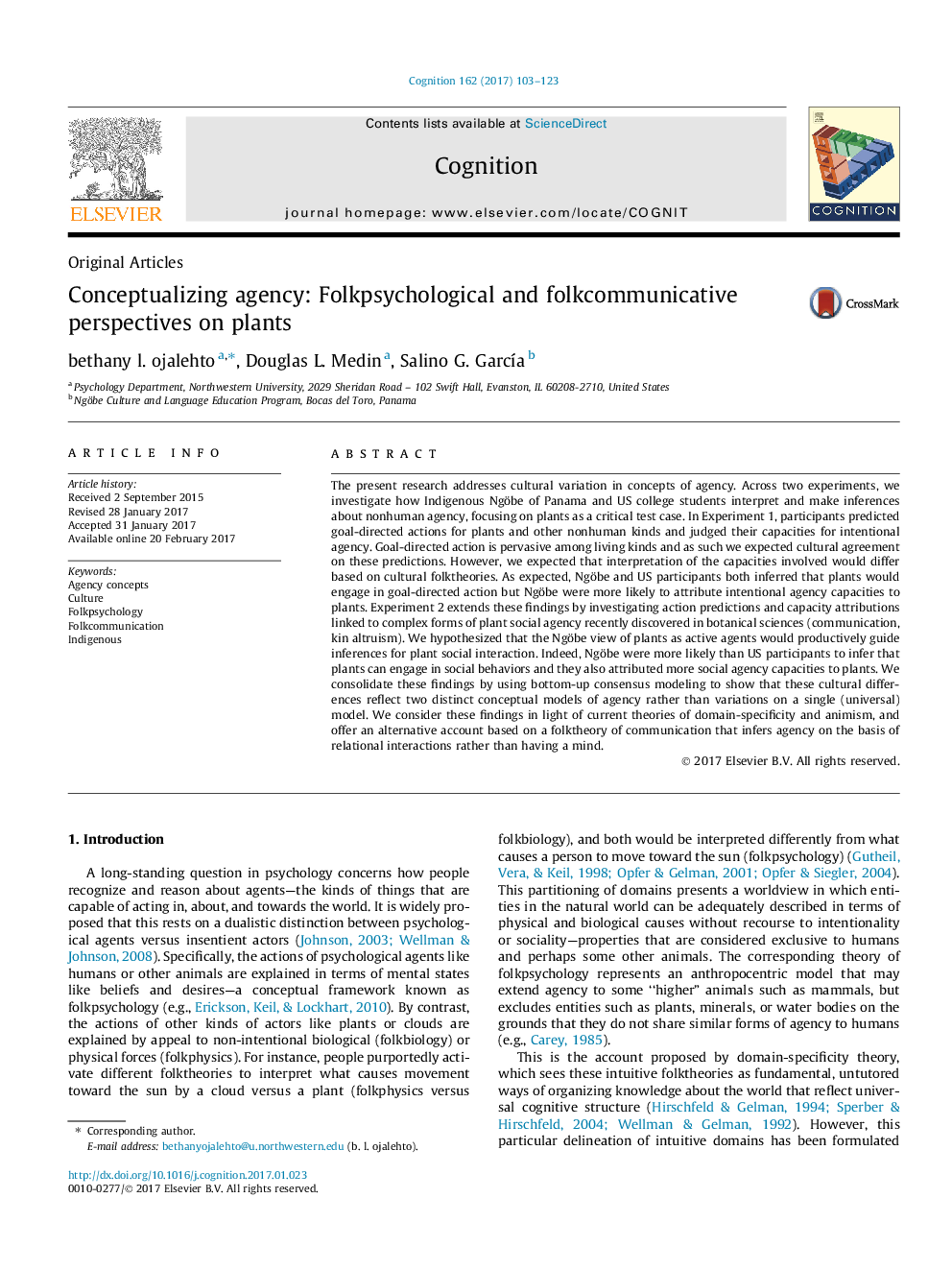 Conceptualizing agency: Folkpsychological and folkcommunicative perspectives on plants