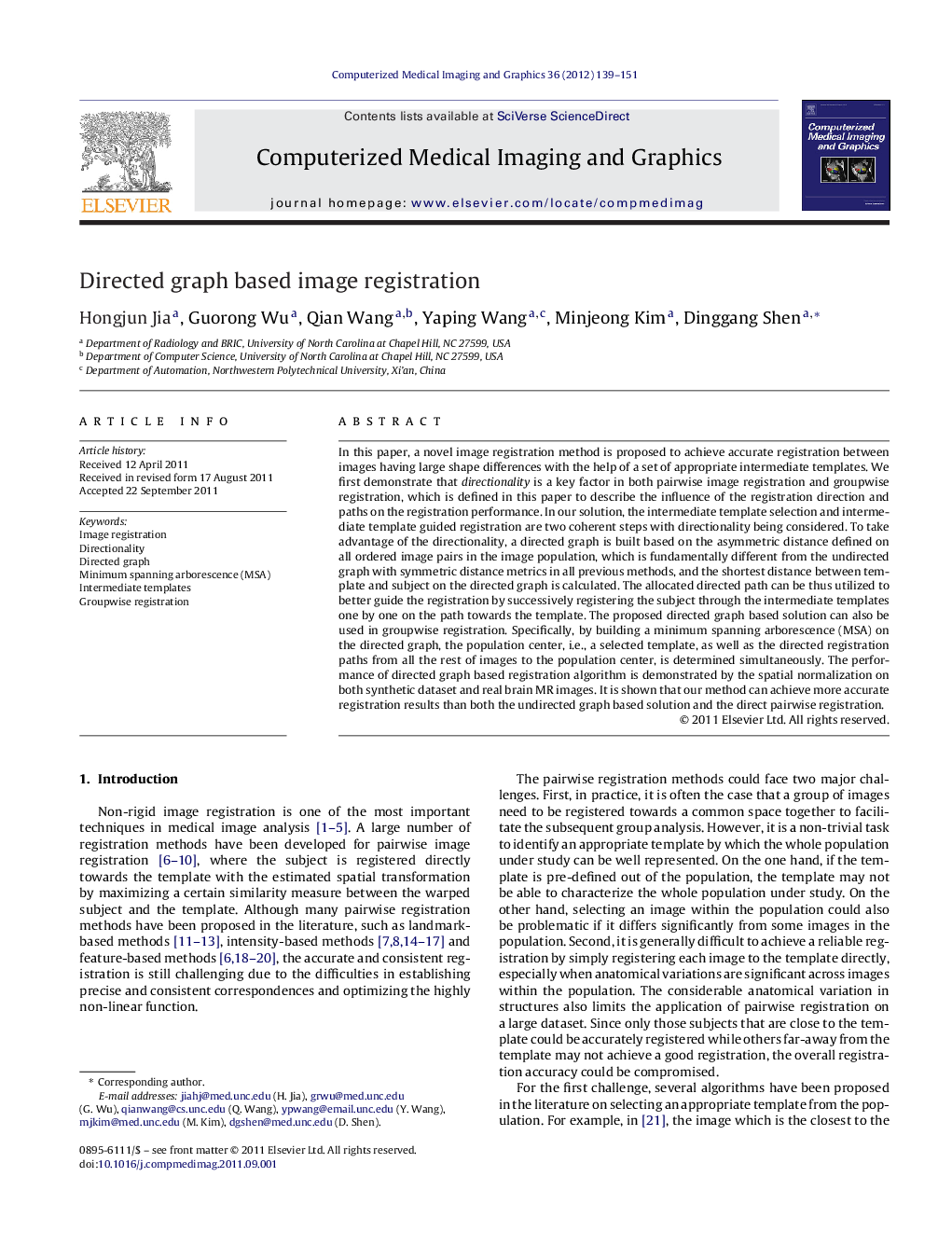 Directed graph based image registration