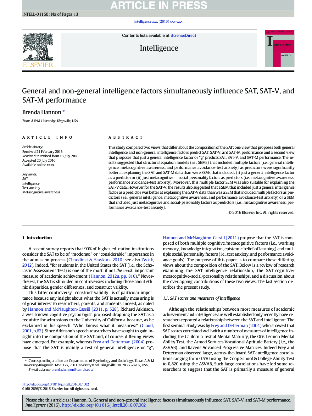 General and non-general intelligence factors simultaneously influence SAT, SAT-V, and SAT-M performance