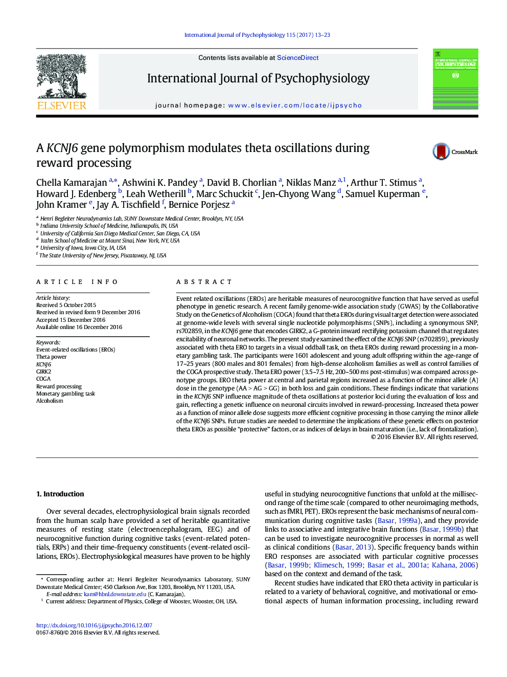 A KCNJ6 gene polymorphism modulates theta oscillations during reward processing