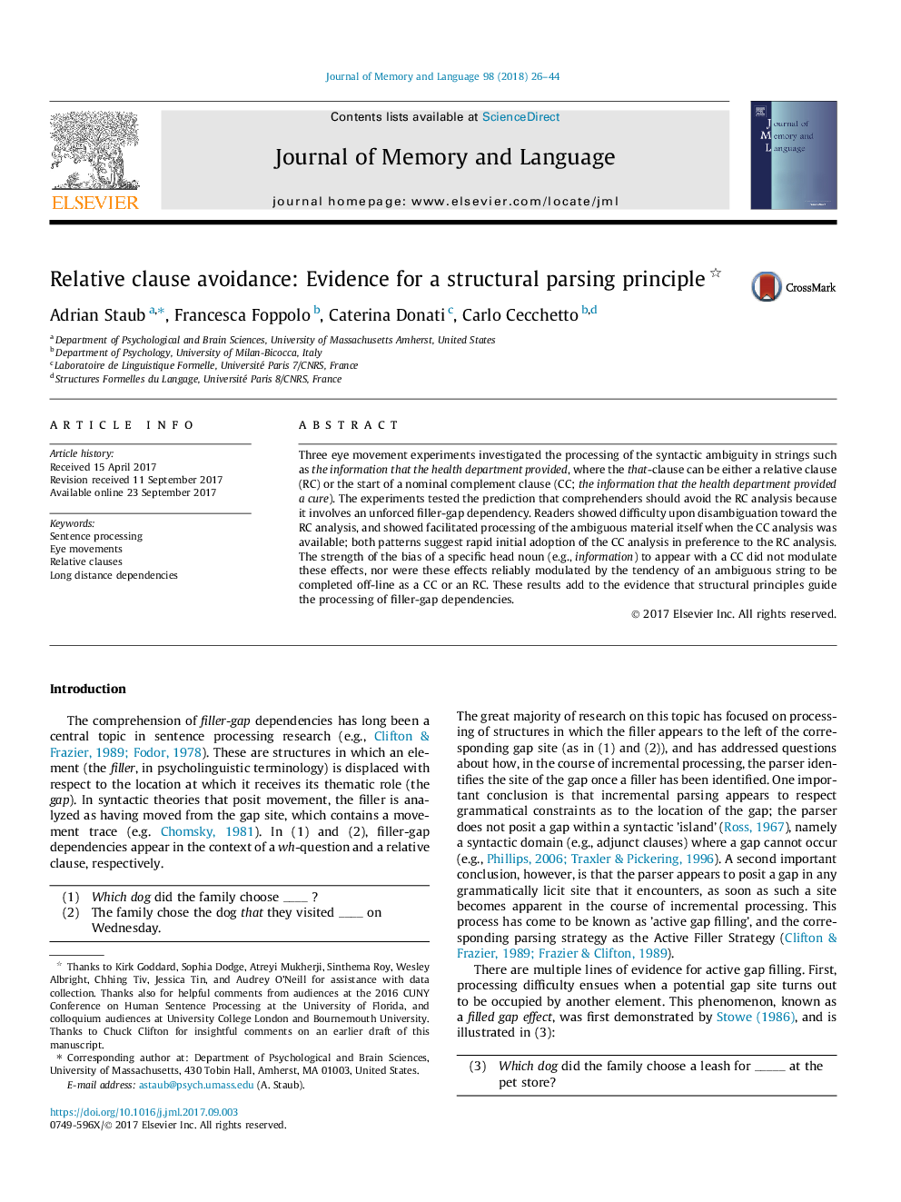 Relative clause avoidance: Evidence for a structural parsing principle