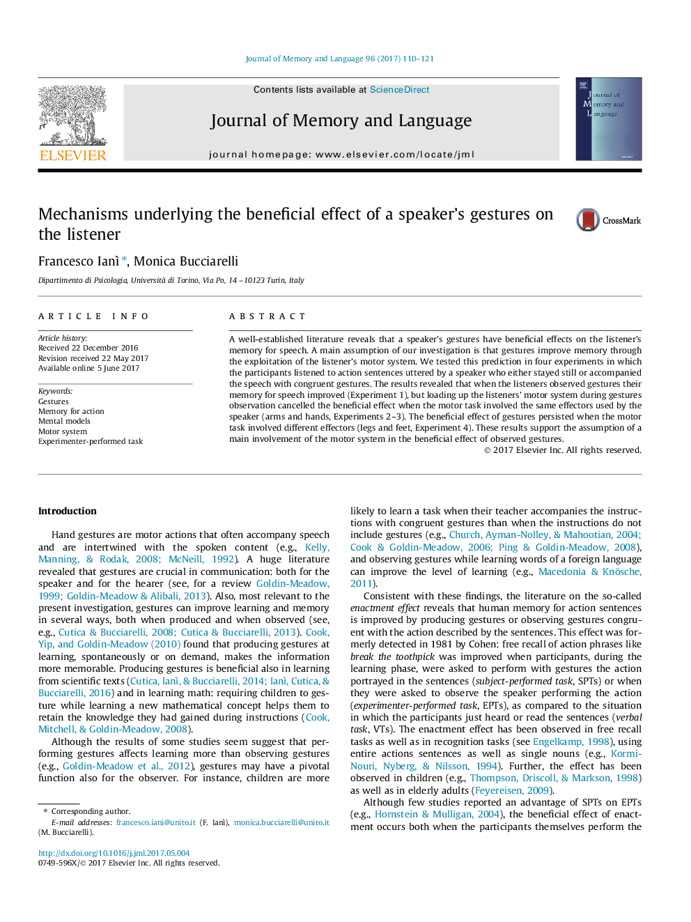 Mechanisms underlying the beneficial effect of a speaker's gestures on the listener