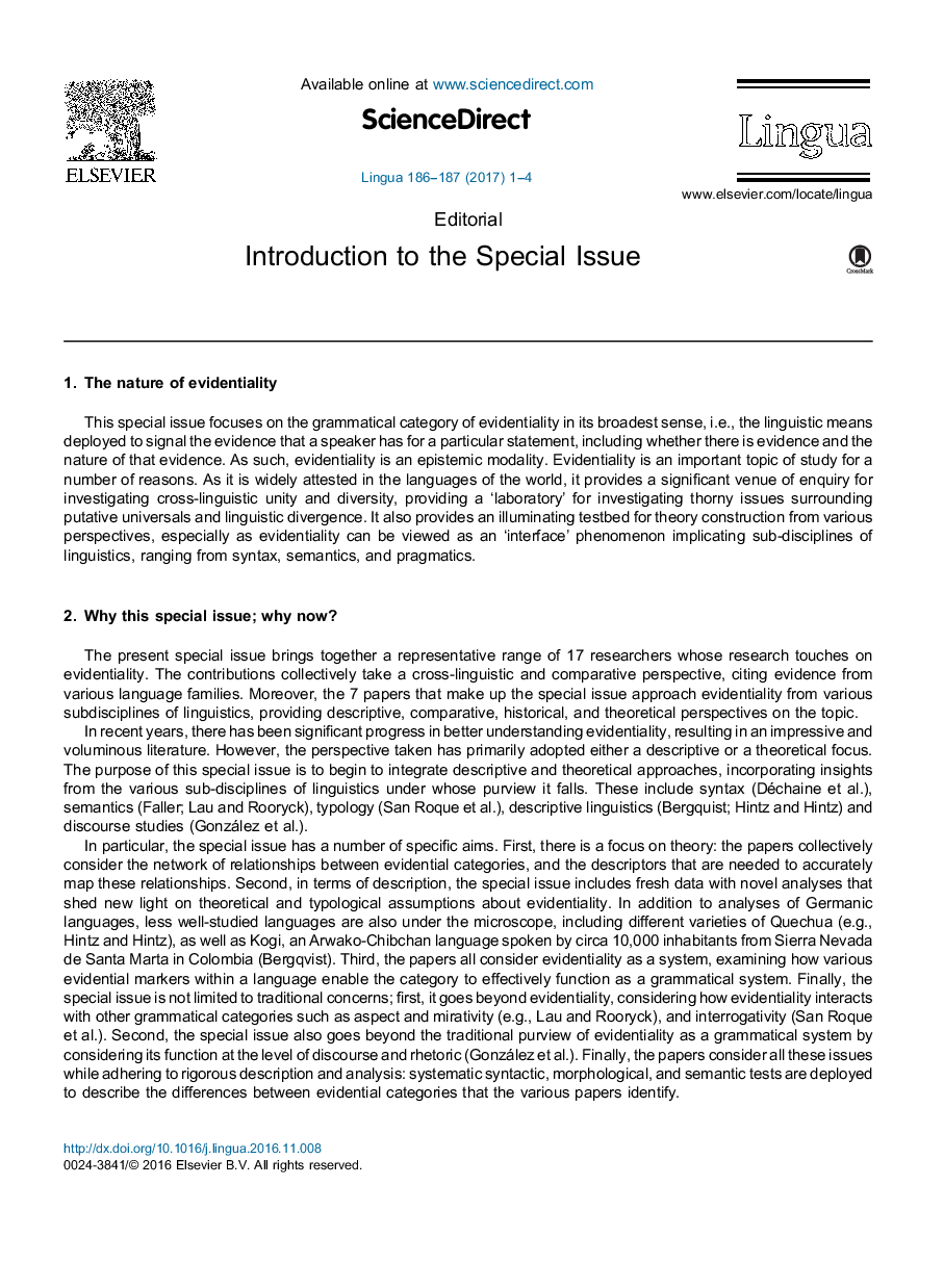 Introduction to the Special Issue