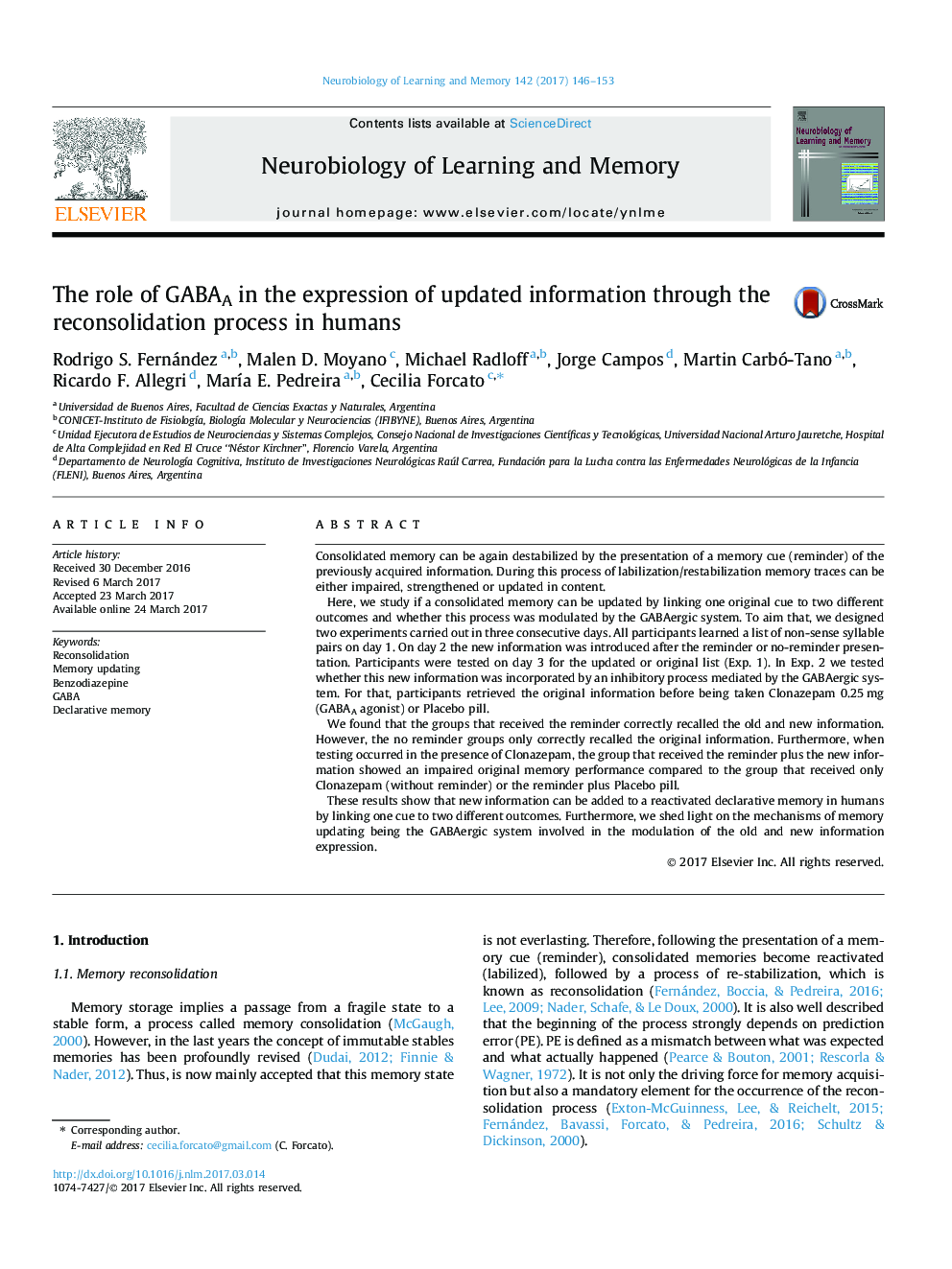 The role of GABAA in the expression of updated information through the reconsolidation process in humans