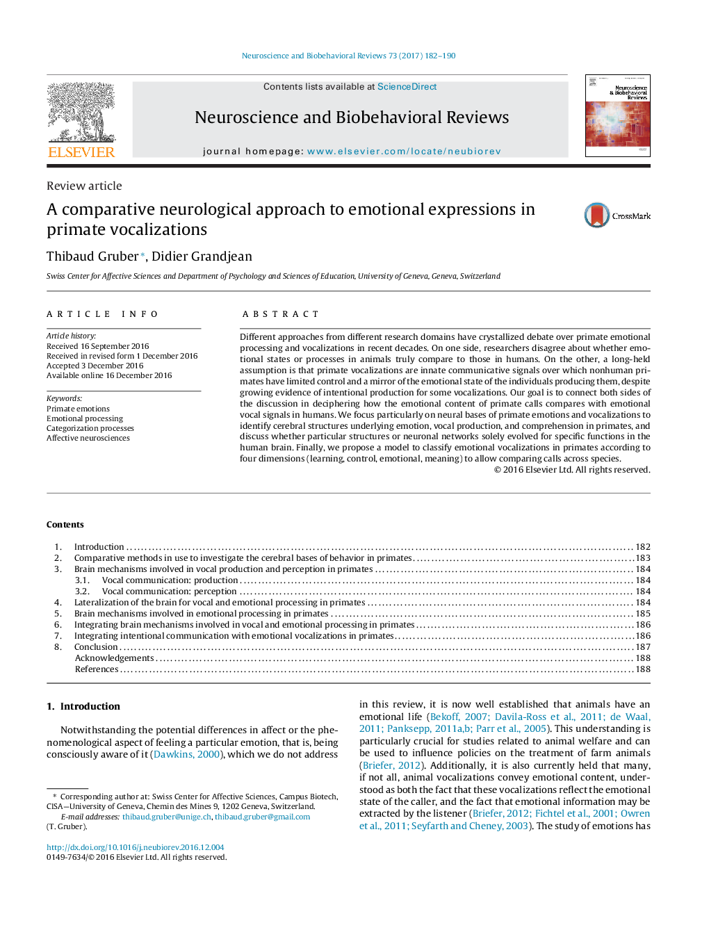 A comparative neurological approach to emotional expressions in primate vocalizations