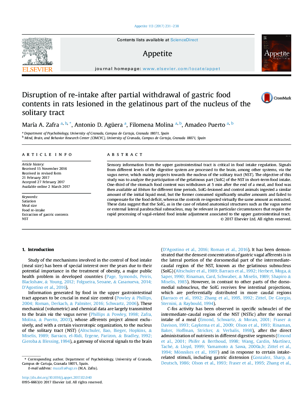 Disruption of re-intake after partial withdrawal of gastric food contents in rats lesioned in the gelatinous part of the nucleus of the solitary tract