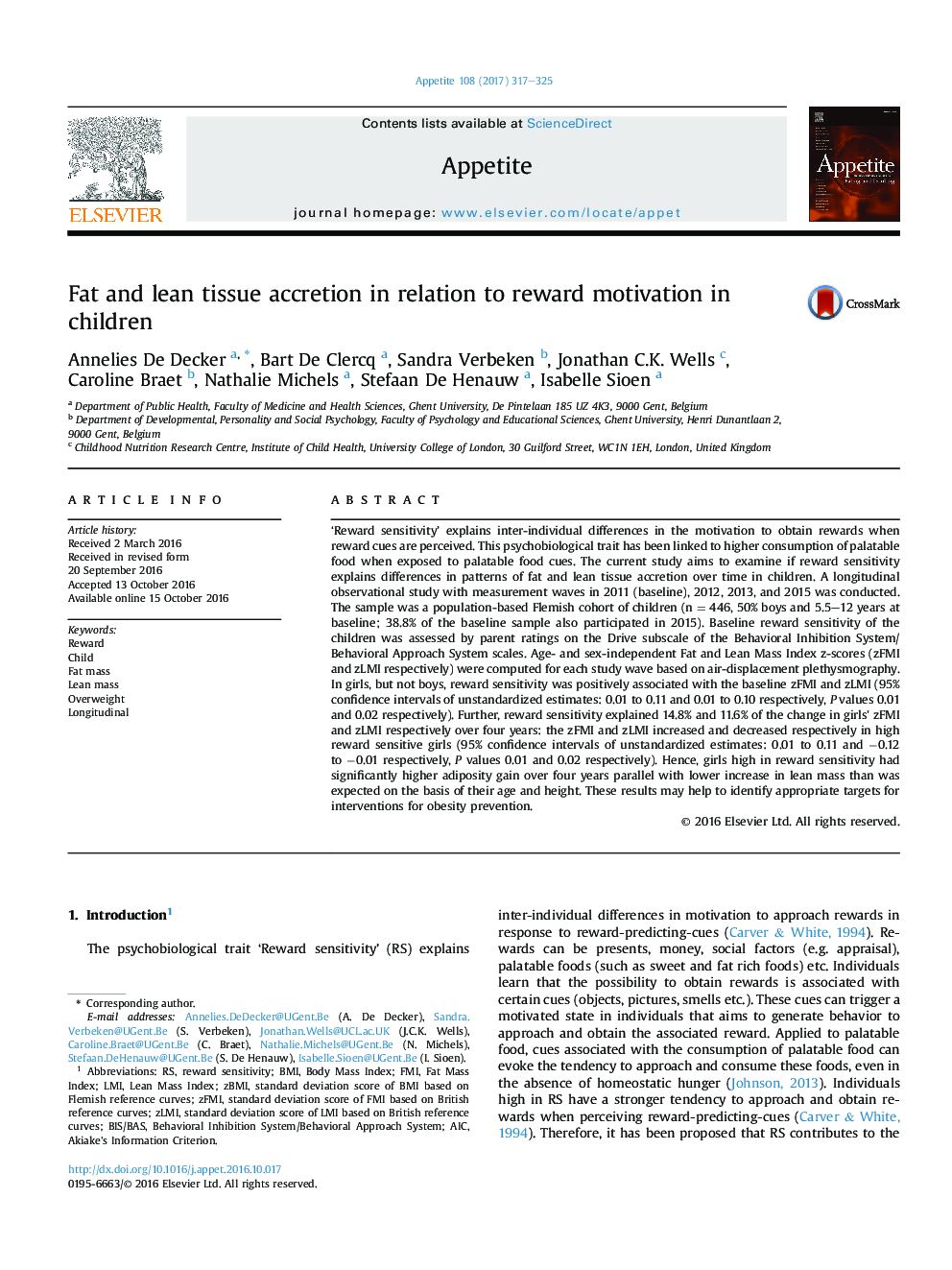 Fat and lean tissue accretion in relation to reward motivation in children