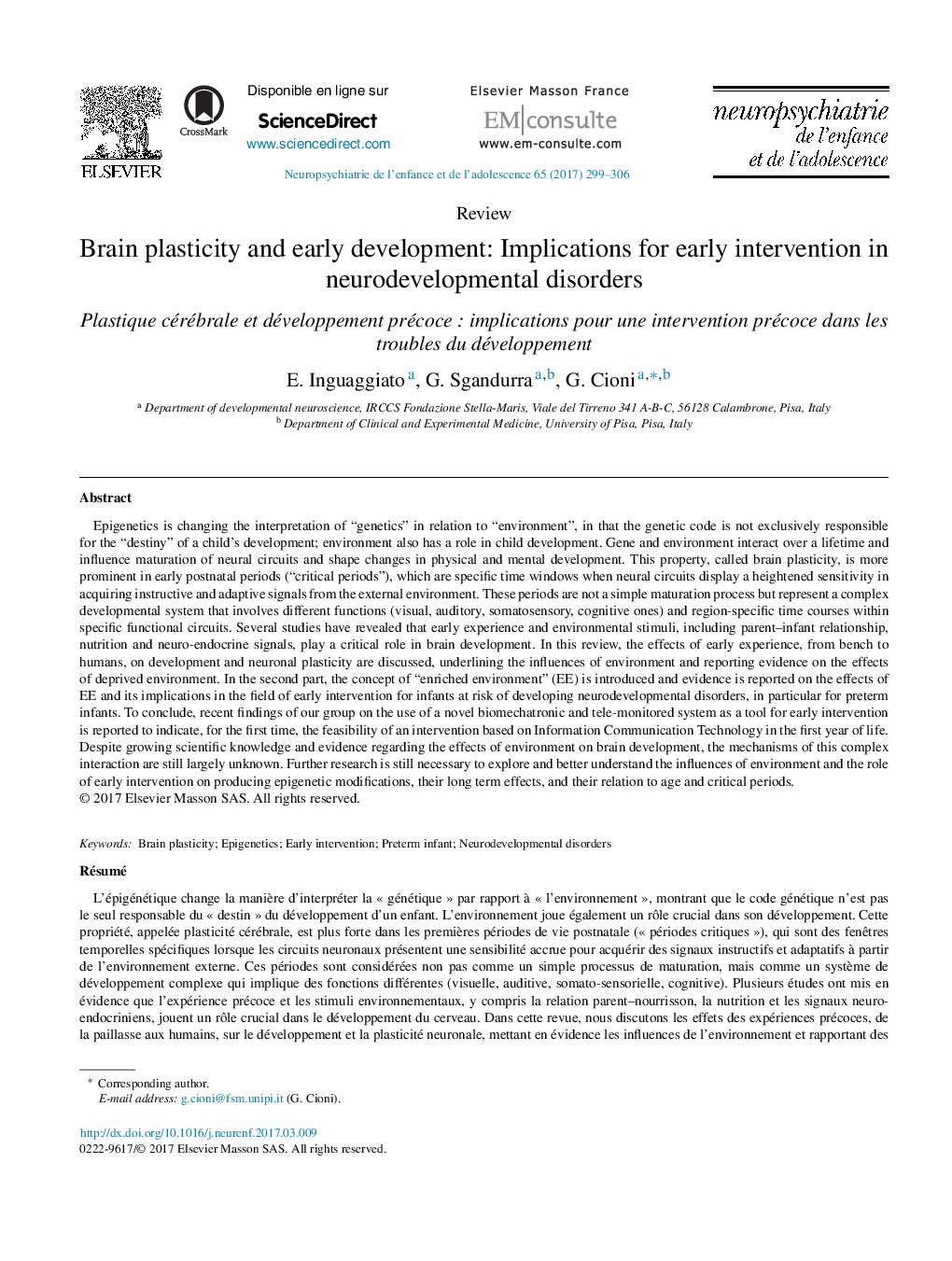 Brain plasticity and early development: Implications for early intervention in neurodevelopmental disorders