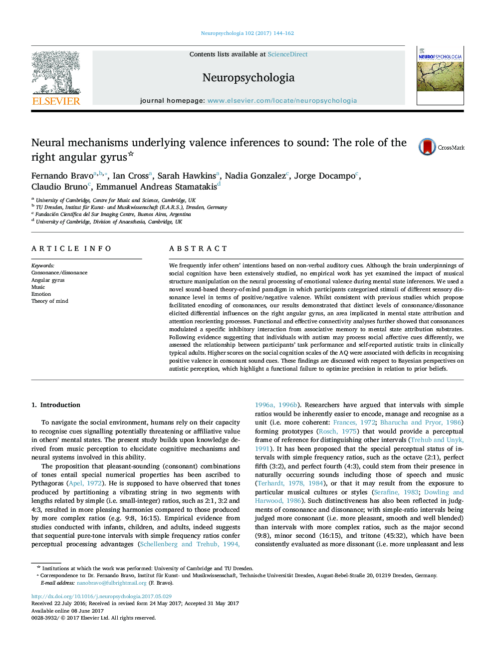 Neural mechanisms underlying valence inferences to sound: The role of the right angular gyrus