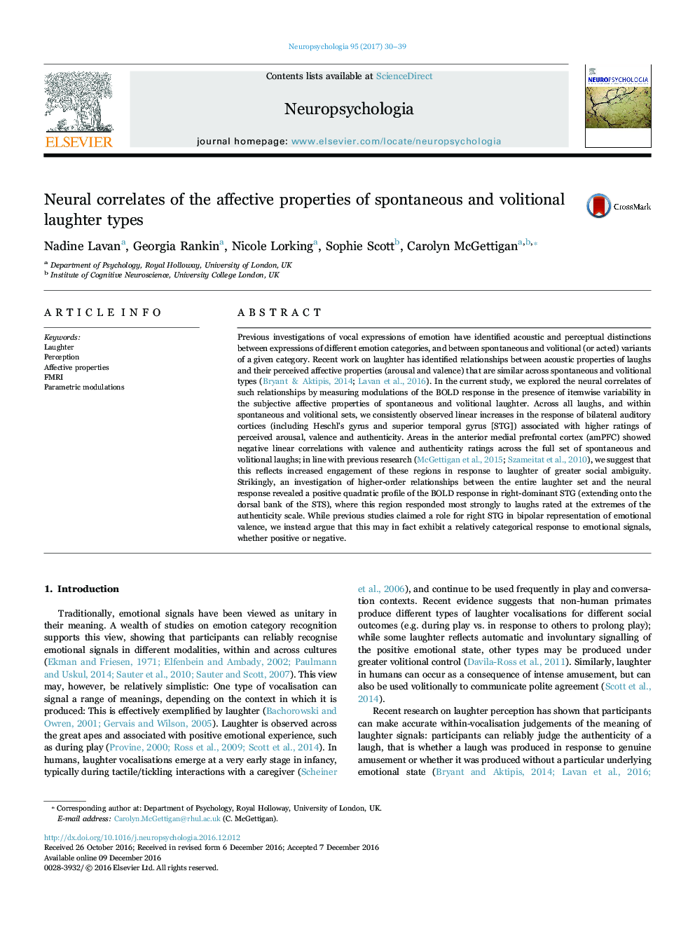 Neural correlates of the affective properties of spontaneous and volitional laughter types