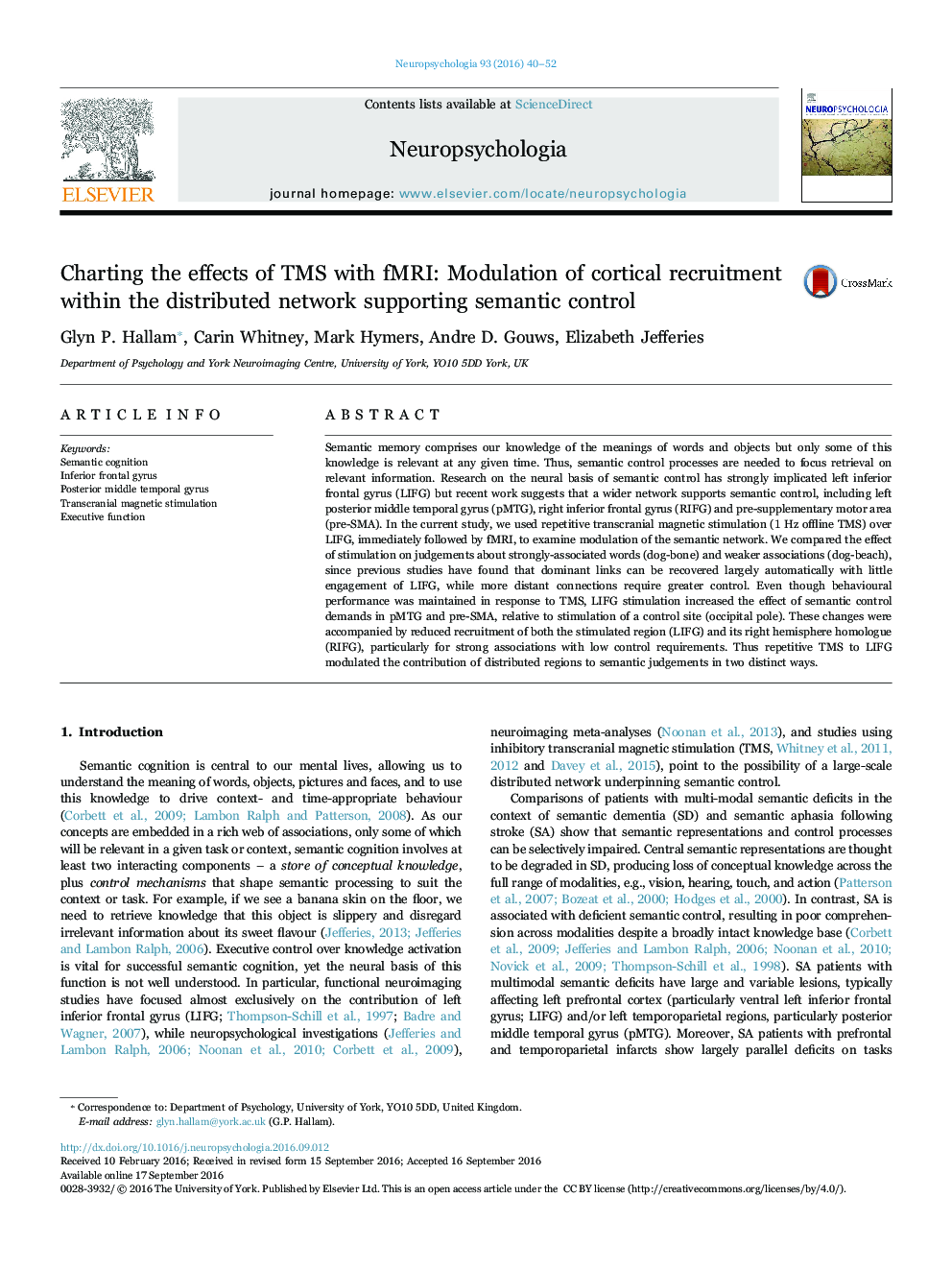 Charting the effects of TMS with fMRI: Modulation of cortical recruitment within the distributed network supporting semantic control