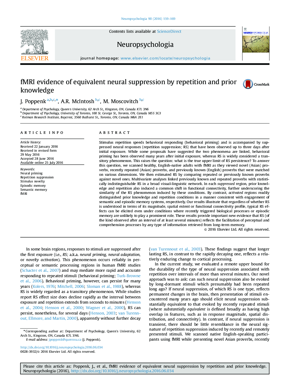 fMRI evidence of equivalent neural suppression by repetition and prior knowledge