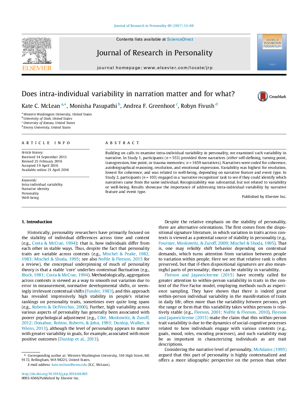 Does intra-individual variability in narration matter and for what?