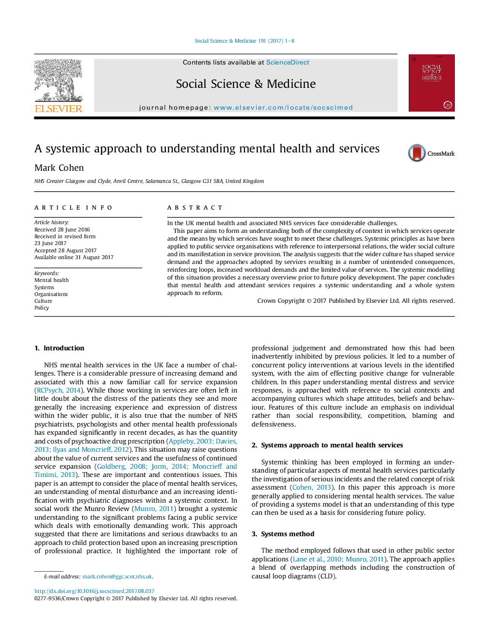 A systemic approach to understanding mental health and services