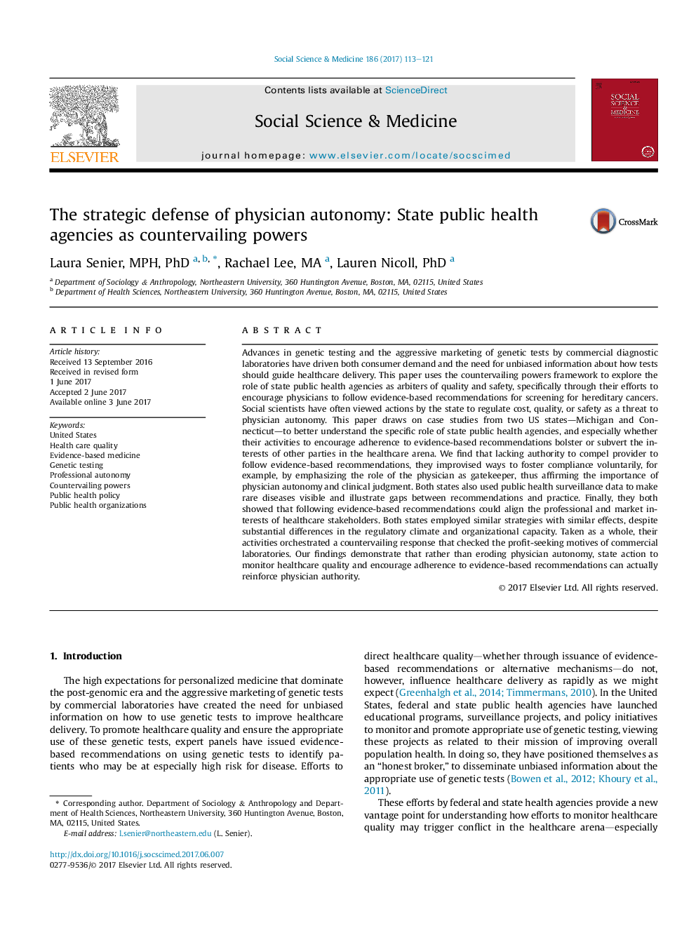 The strategic defense of physician autonomy: State public health agencies as countervailing powers