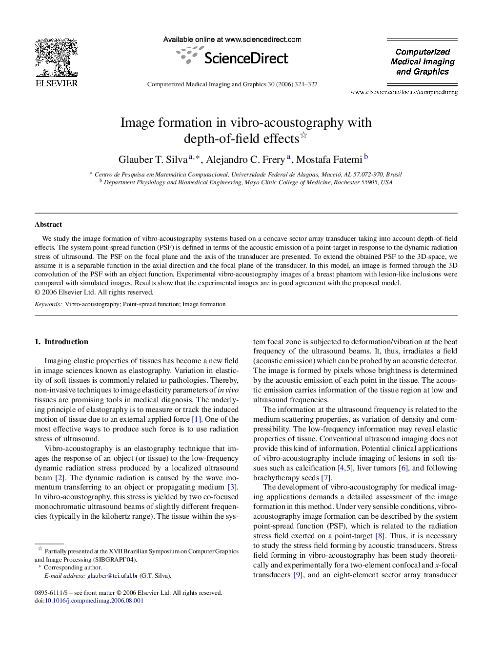 Image formation in vibro-acoustography with depth-of-field effects 