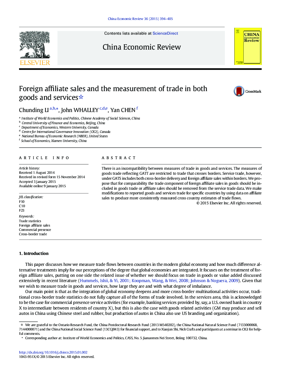 Foreign affiliate sales and the measurement of trade in both goods and services