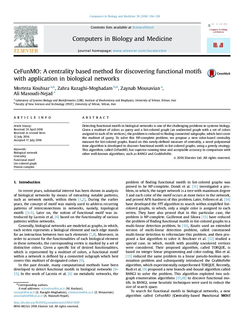 CeFunMO: A centrality based method for discovering functional motifs with application in biological networks