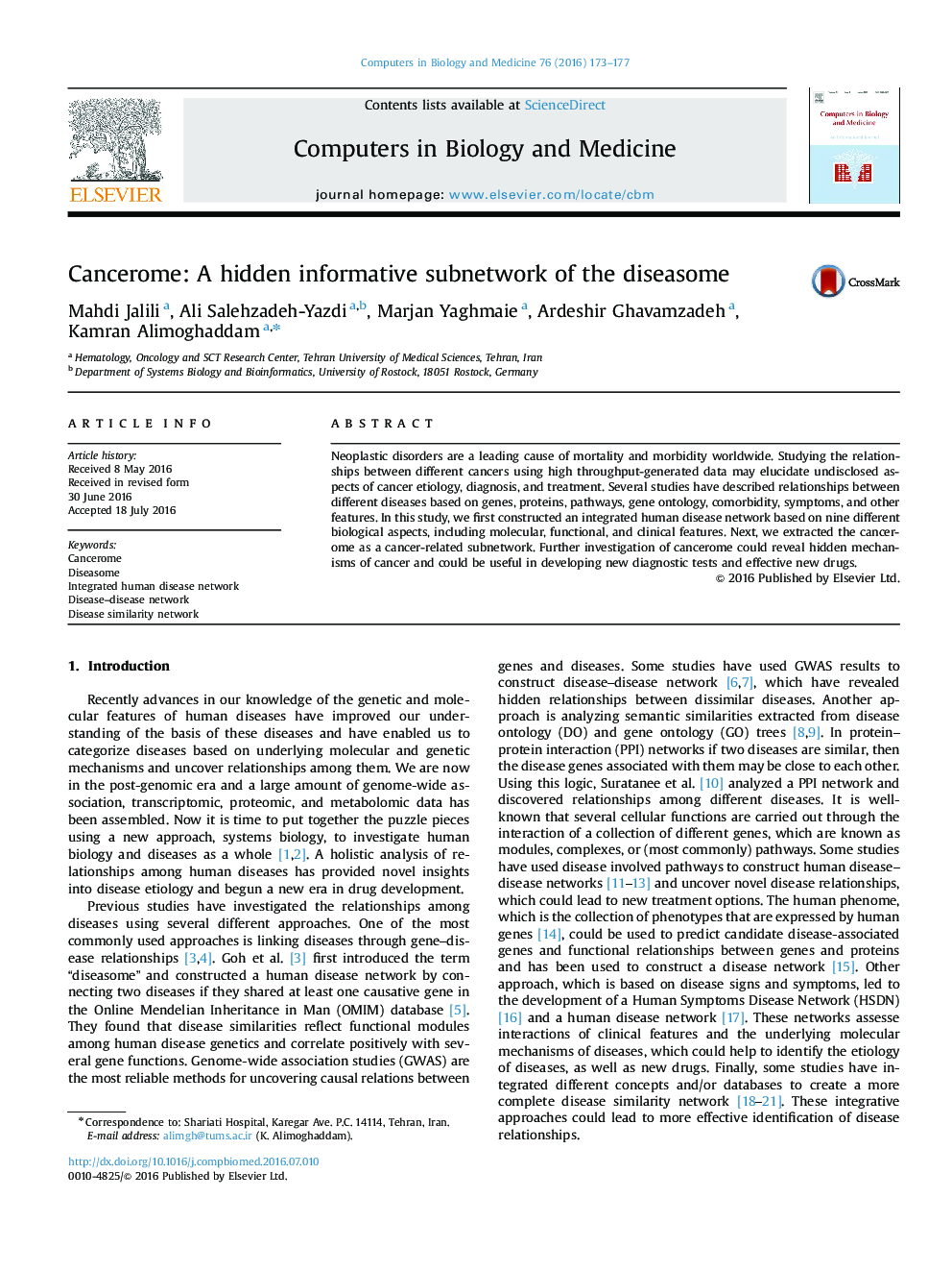 Cancerome: A hidden informative subnetwork of the diseasome