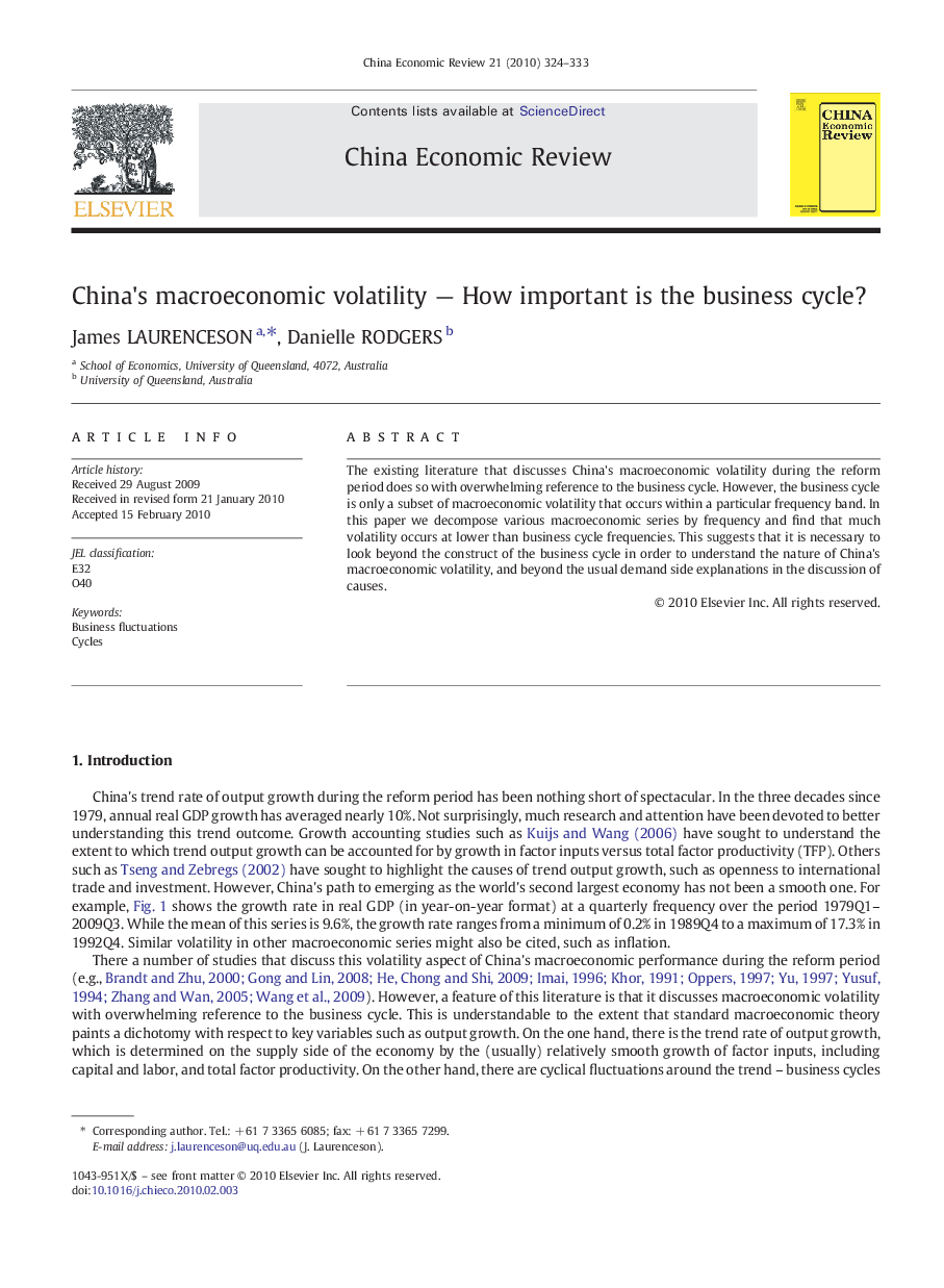 China's macroeconomic volatility - How important is the business cycle?