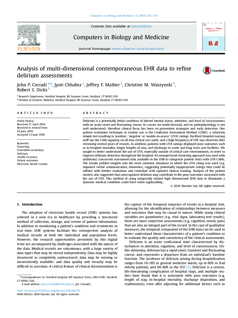 Analysis of multi-dimensional contemporaneous EHR data to refine delirium assessments