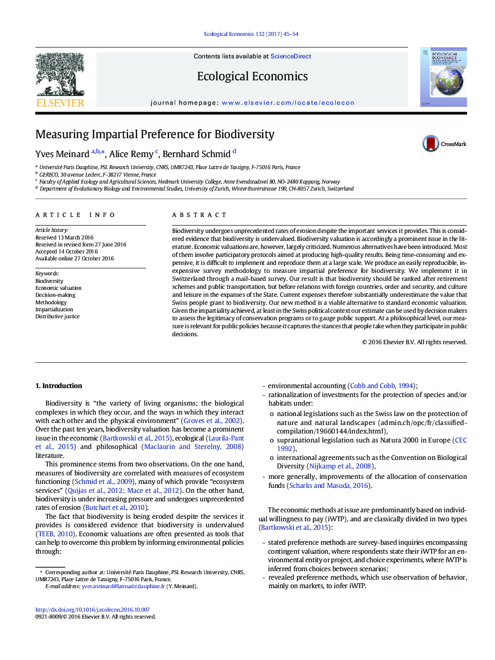 Measuring Impartial Preference for Biodiversity