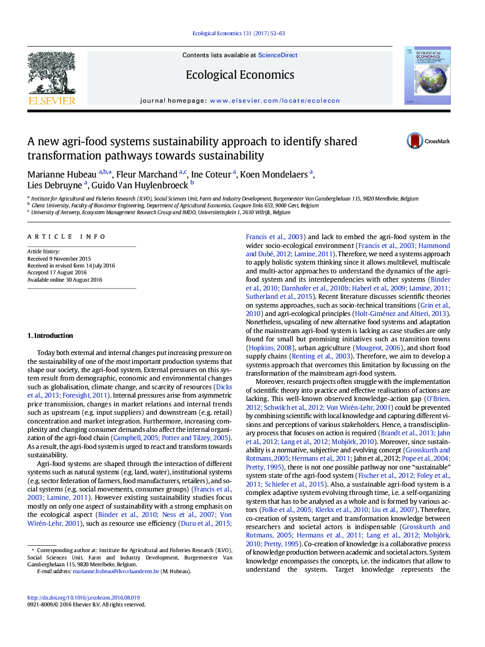 A new agri-food systems sustainability approach to identify shared transformation pathways towards sustainability