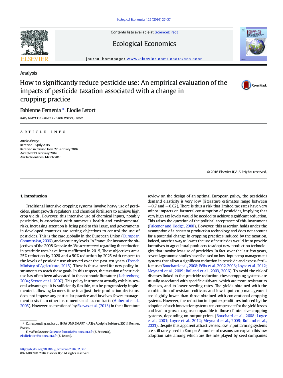 How to significantly reduce pesticide use: An empirical evaluation of the impacts of pesticide taxation associated with a change in cropping practice