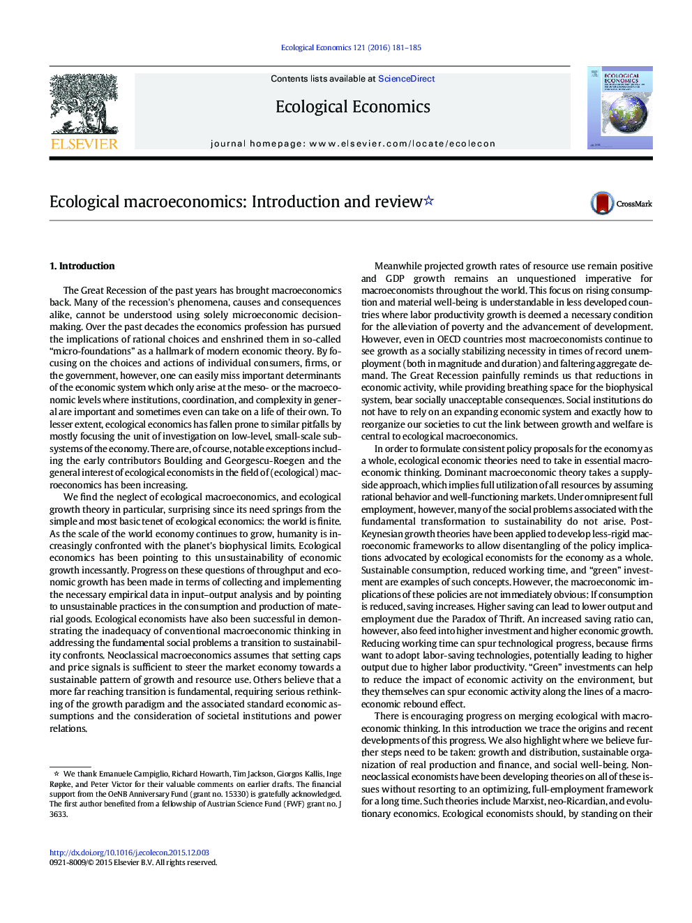 Ecological macroeconomics: Introduction and review