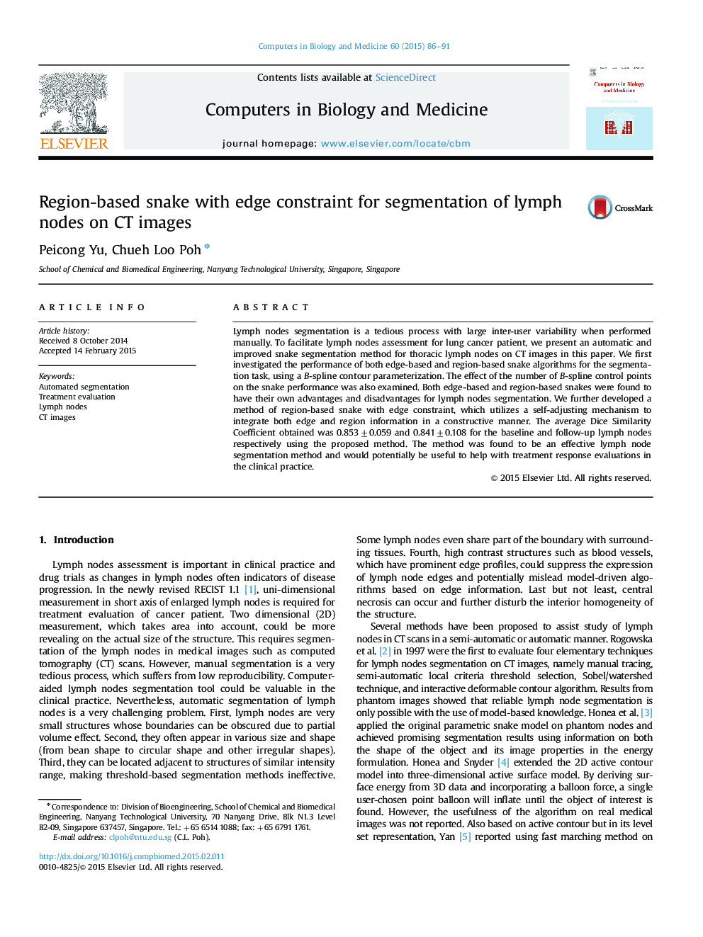 Region-based snake with edge constraint for segmentation of lymph nodes on CT images