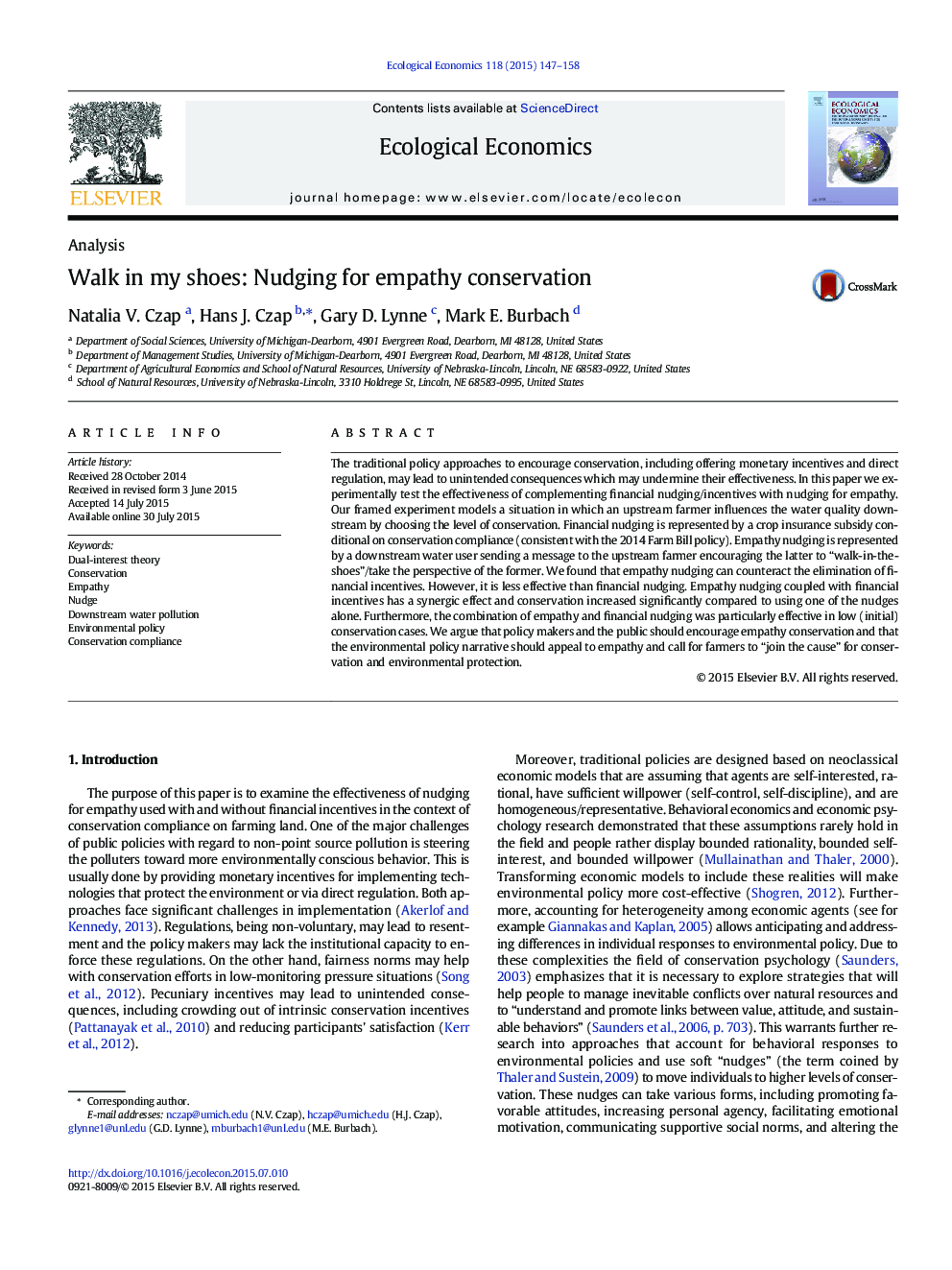 Walk in my shoes: Nudging for empathy conservation