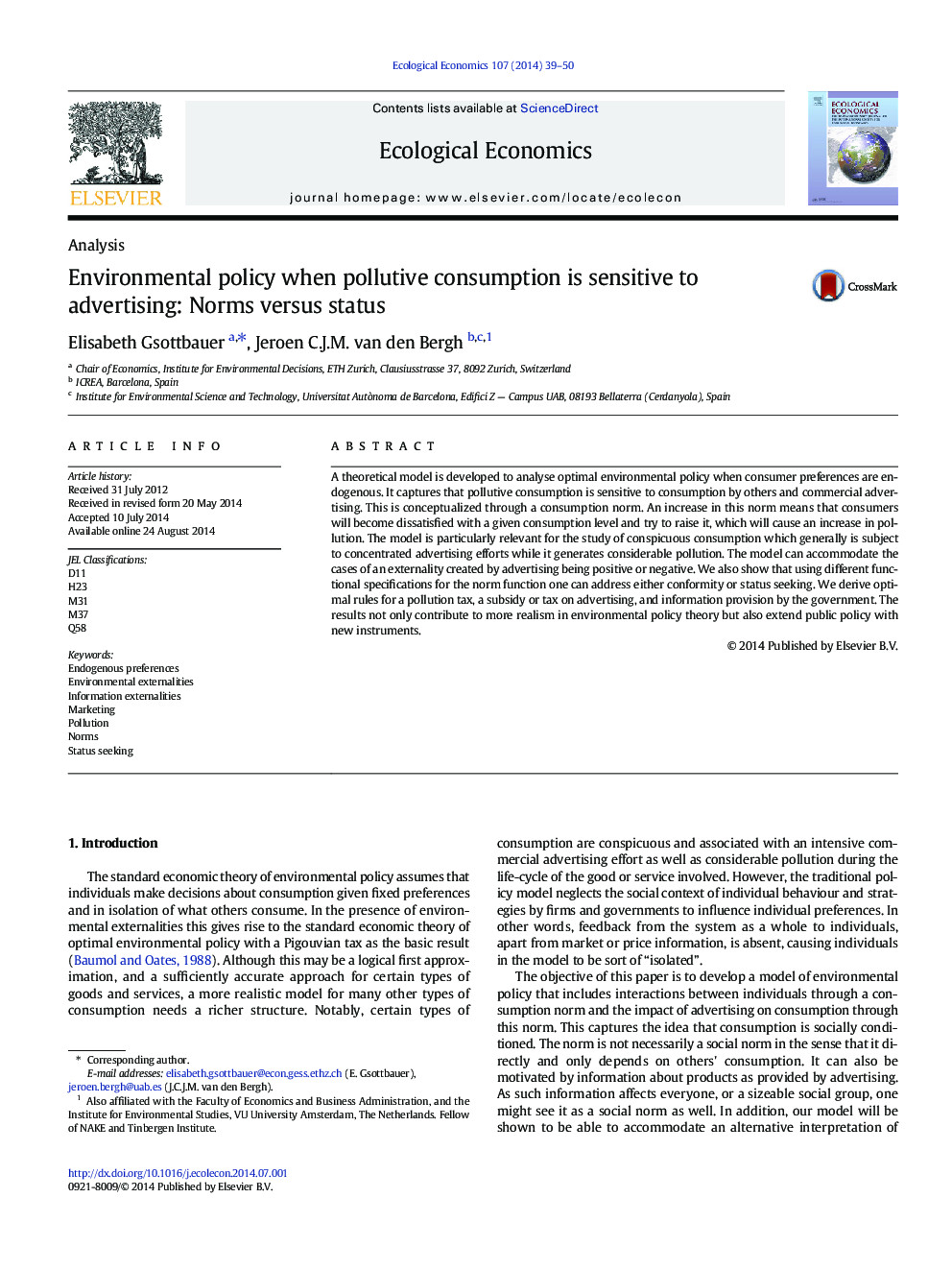 Environmental policy when pollutive consumption is sensitive to advertising: Norms versus status