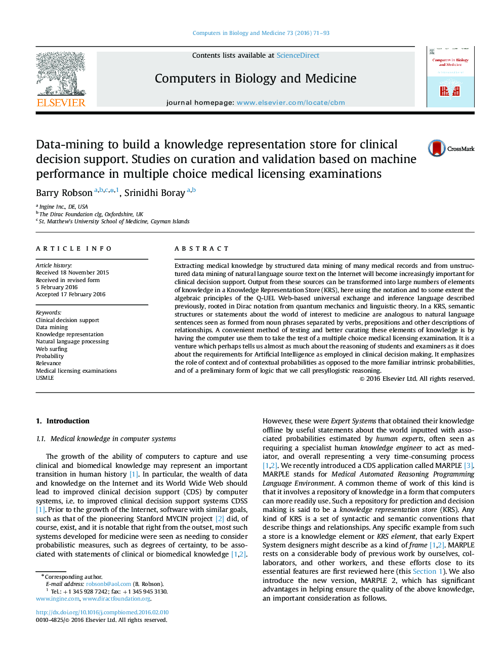 Data-mining to build a knowledge representation store for clinical decision support. Studies on curation and validation based on machine performance in multiple choice medical licensing examinations