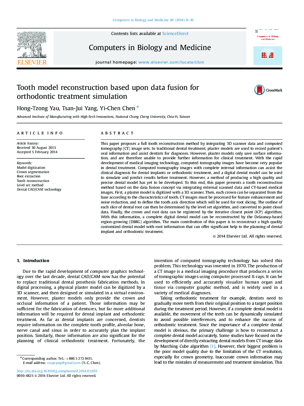 Tooth model reconstruction based upon data fusion for orthodontic treatment simulation