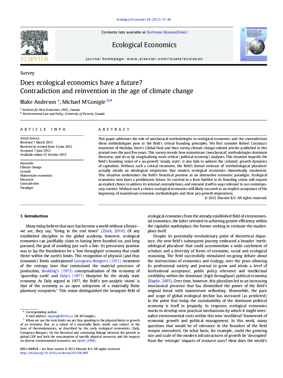 Does ecological economics have a future?: Contradiction and reinvention in the age of climate change