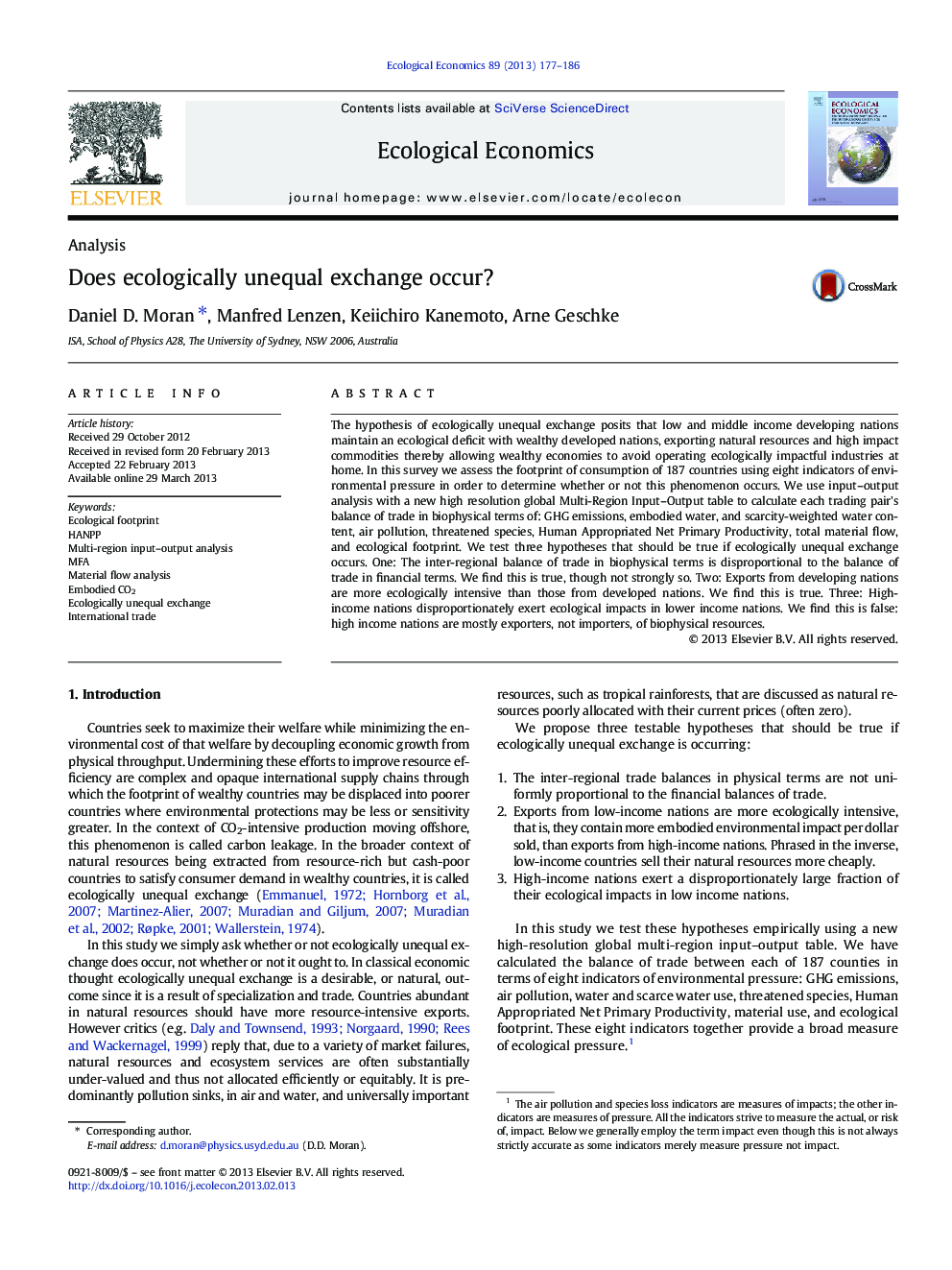 Does ecologically unequal exchange occur?