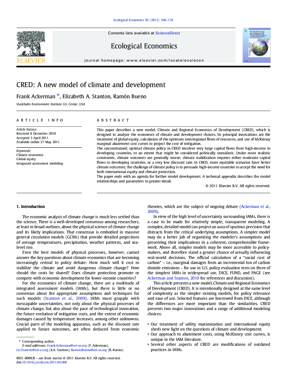 CRED: A new model of climate and development