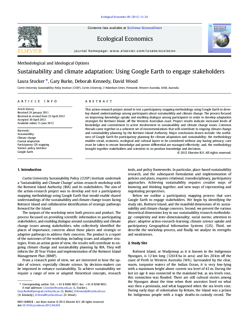 Sustainability and climate adaptation: Using Google Earth to engage stakeholders