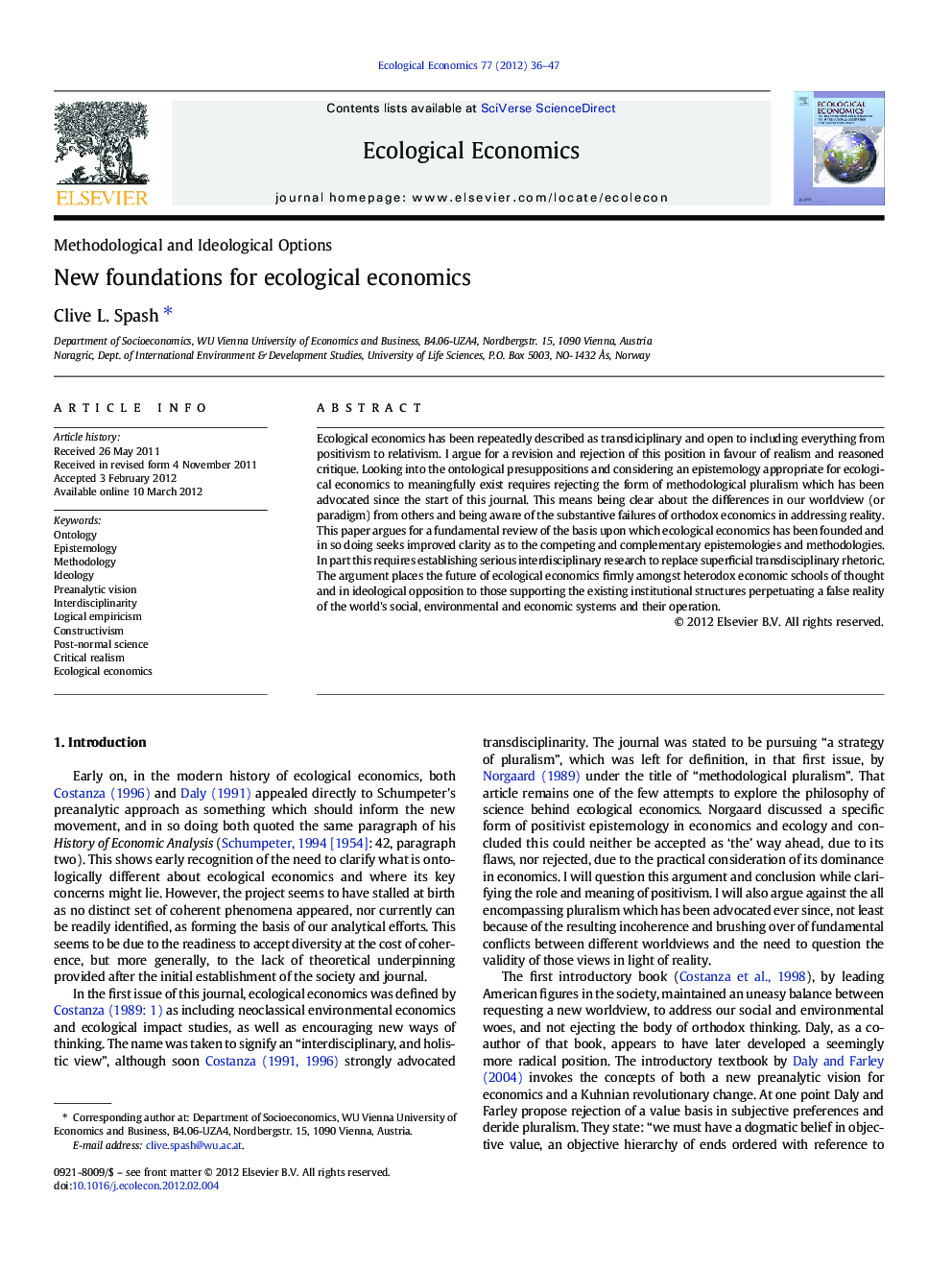 New foundations for ecological economics