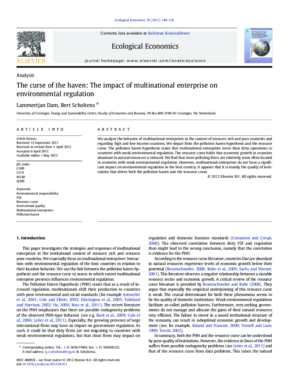 The curse of the haven: The impact of multinational enterprise on environmental regulation