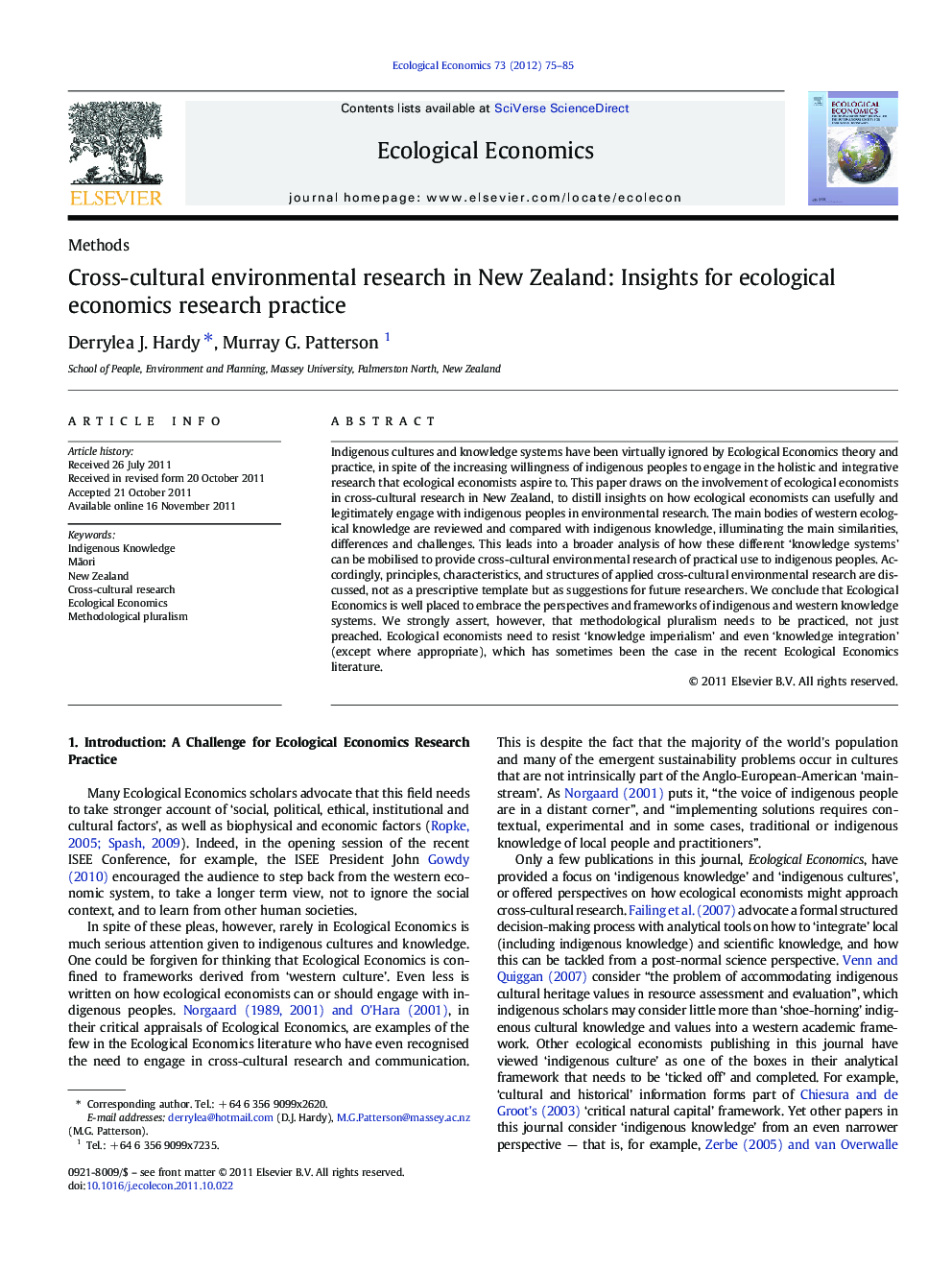 Cross-cultural environmental research in New Zealand: Insights for ecological economics research practice