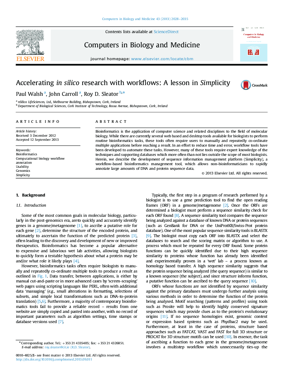 Accelerating in silico research with workflows: A lesson in Simplicity