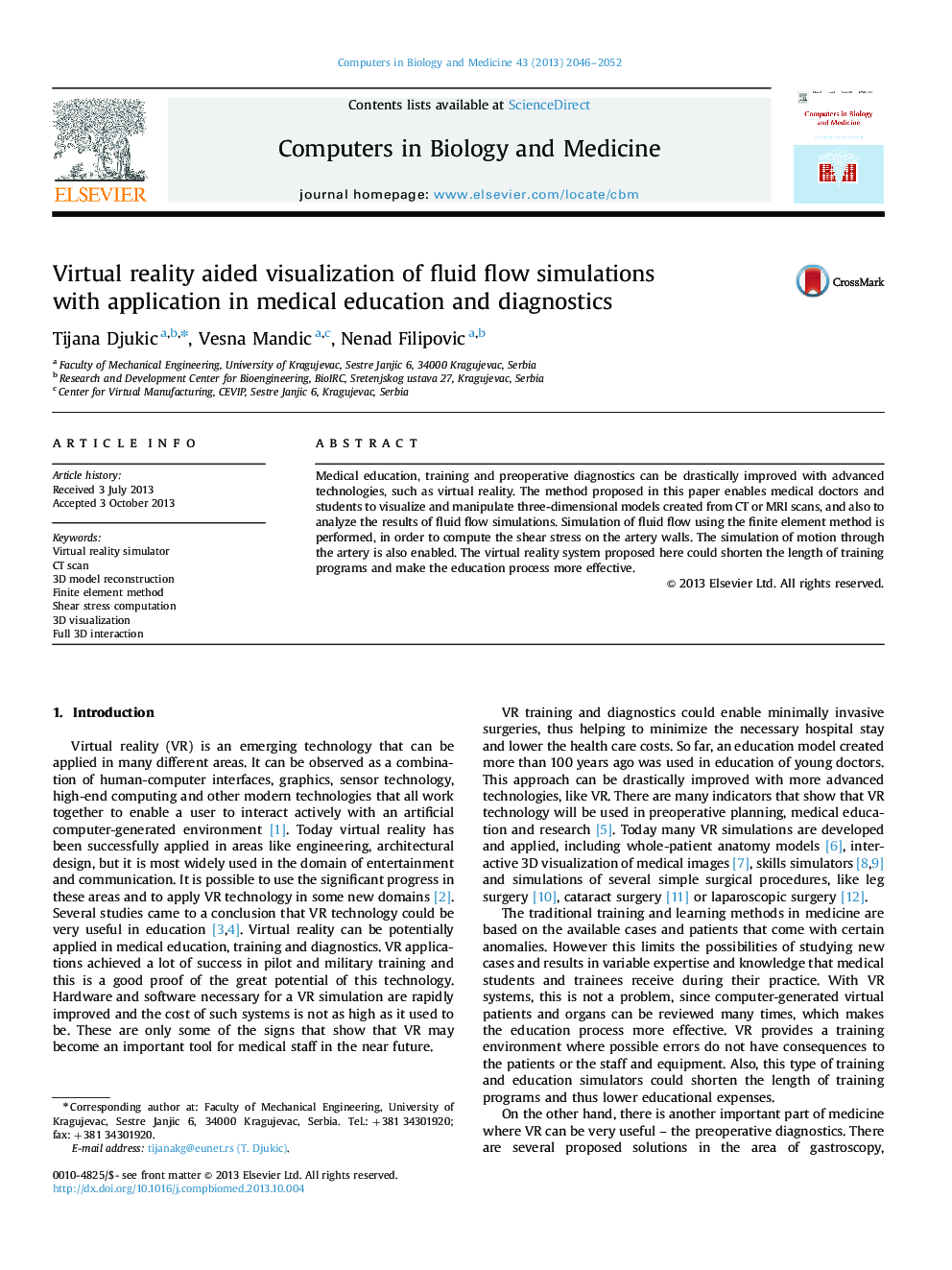 Virtual reality aided visualization of fluid flow simulations with application in medical education and diagnostics