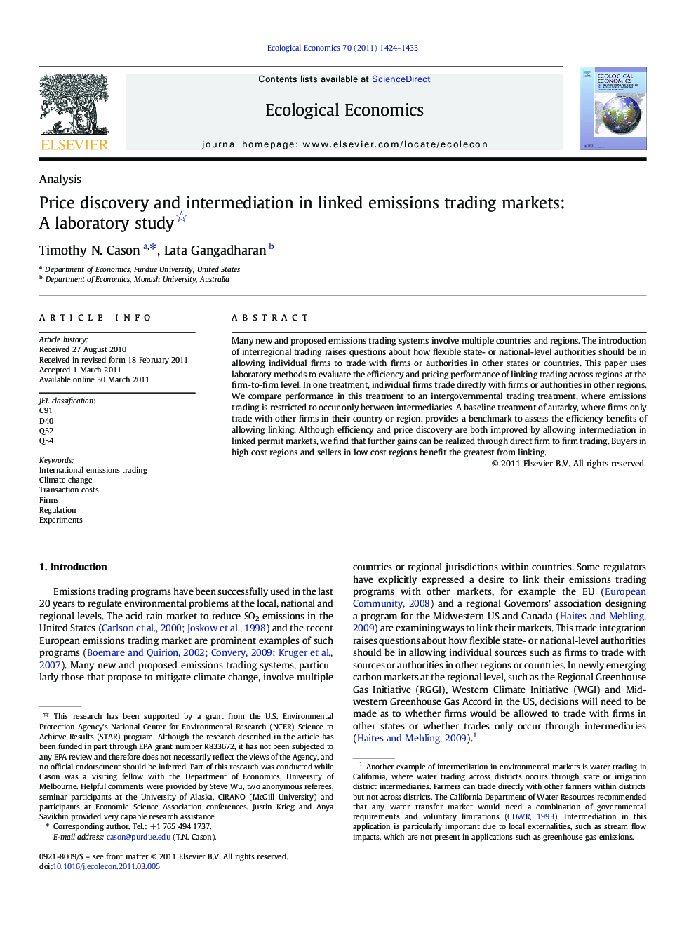 Price discovery and intermediation in linked emissions trading markets: A laboratory study