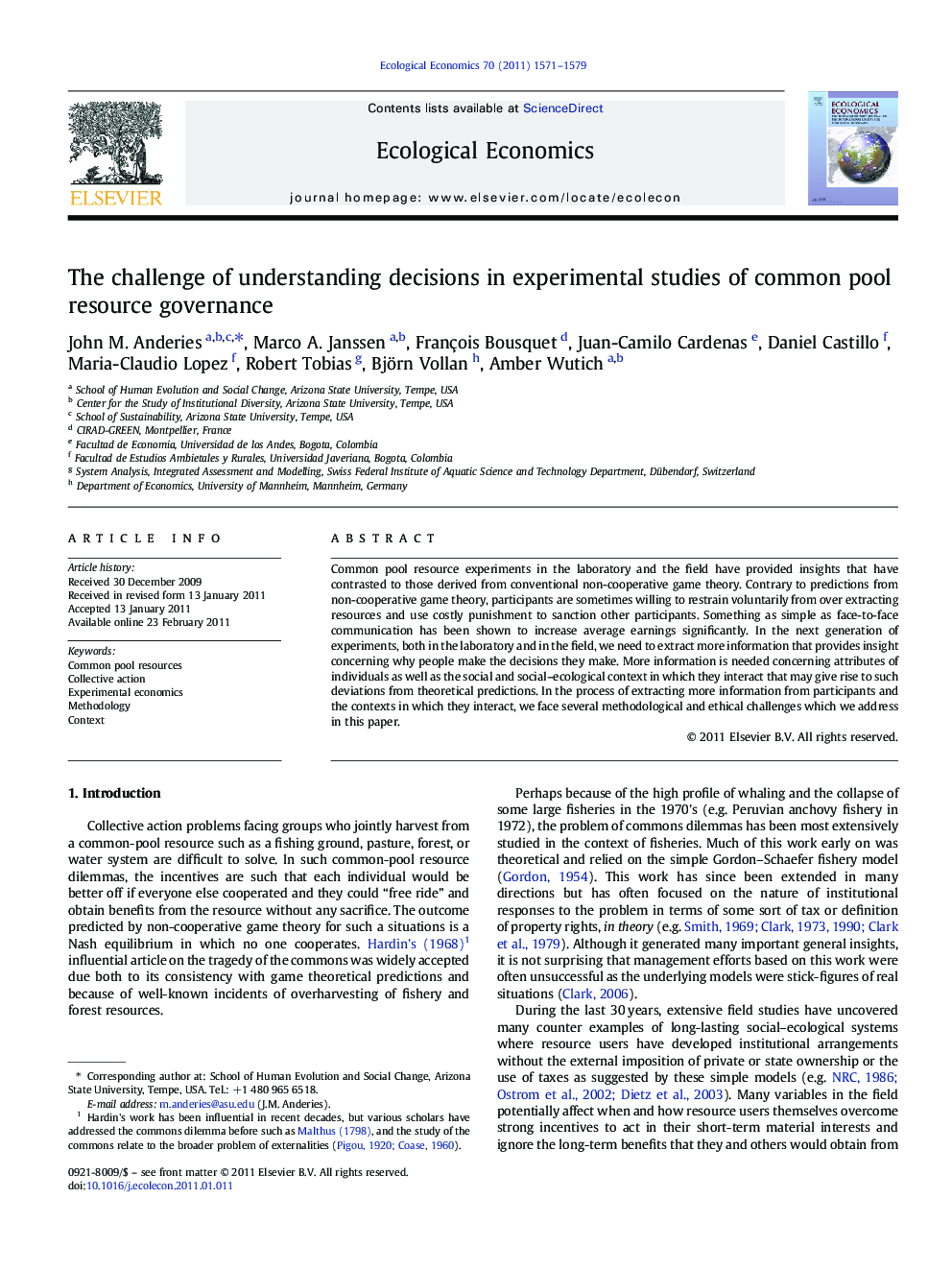 The challenge of understanding decisions in experimental studies of common pool resource governance