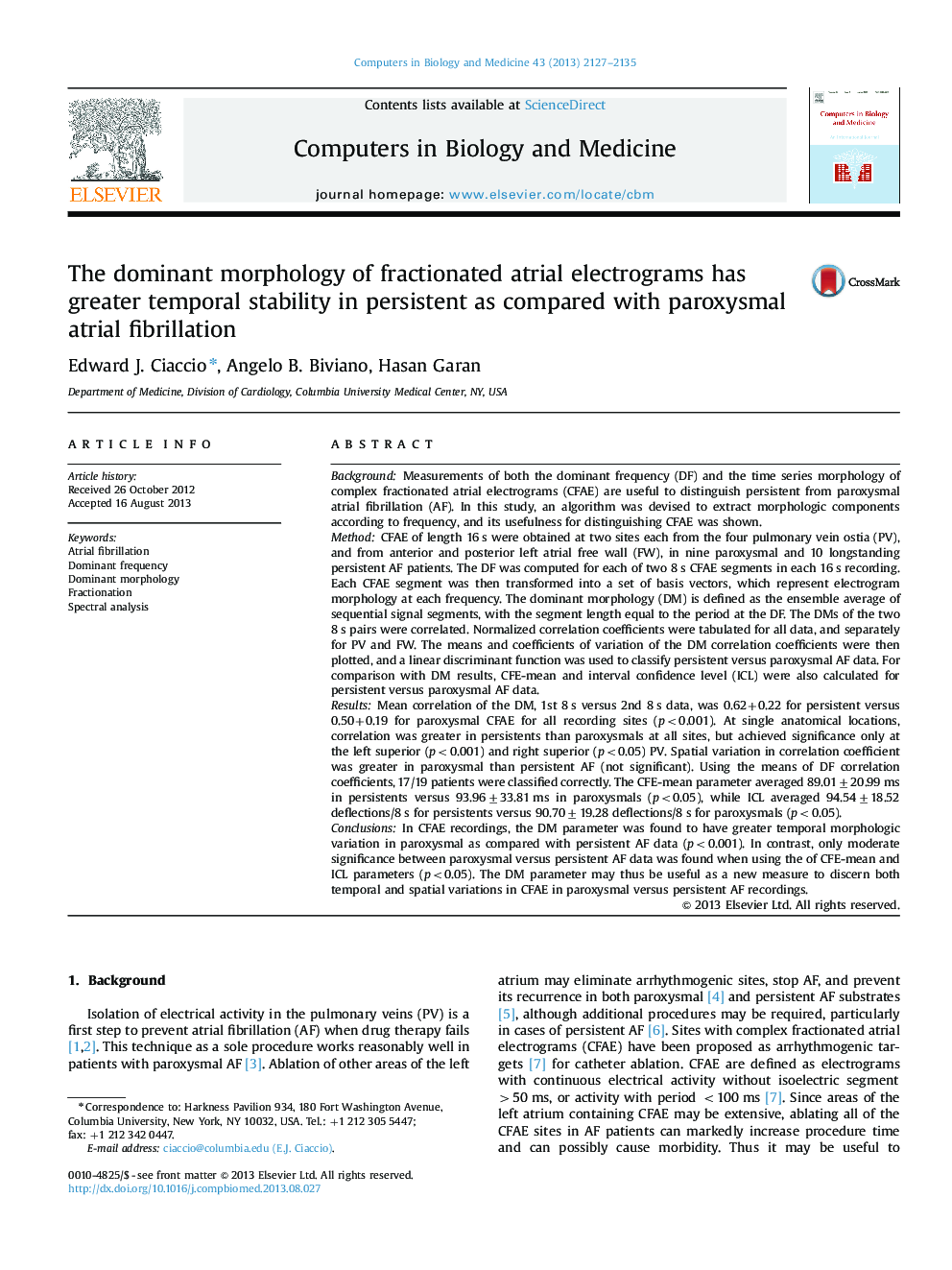 The dominant morphology of fractionated atrial electrograms has greater temporal stability in persistent as compared with paroxysmal atrial fibrillation