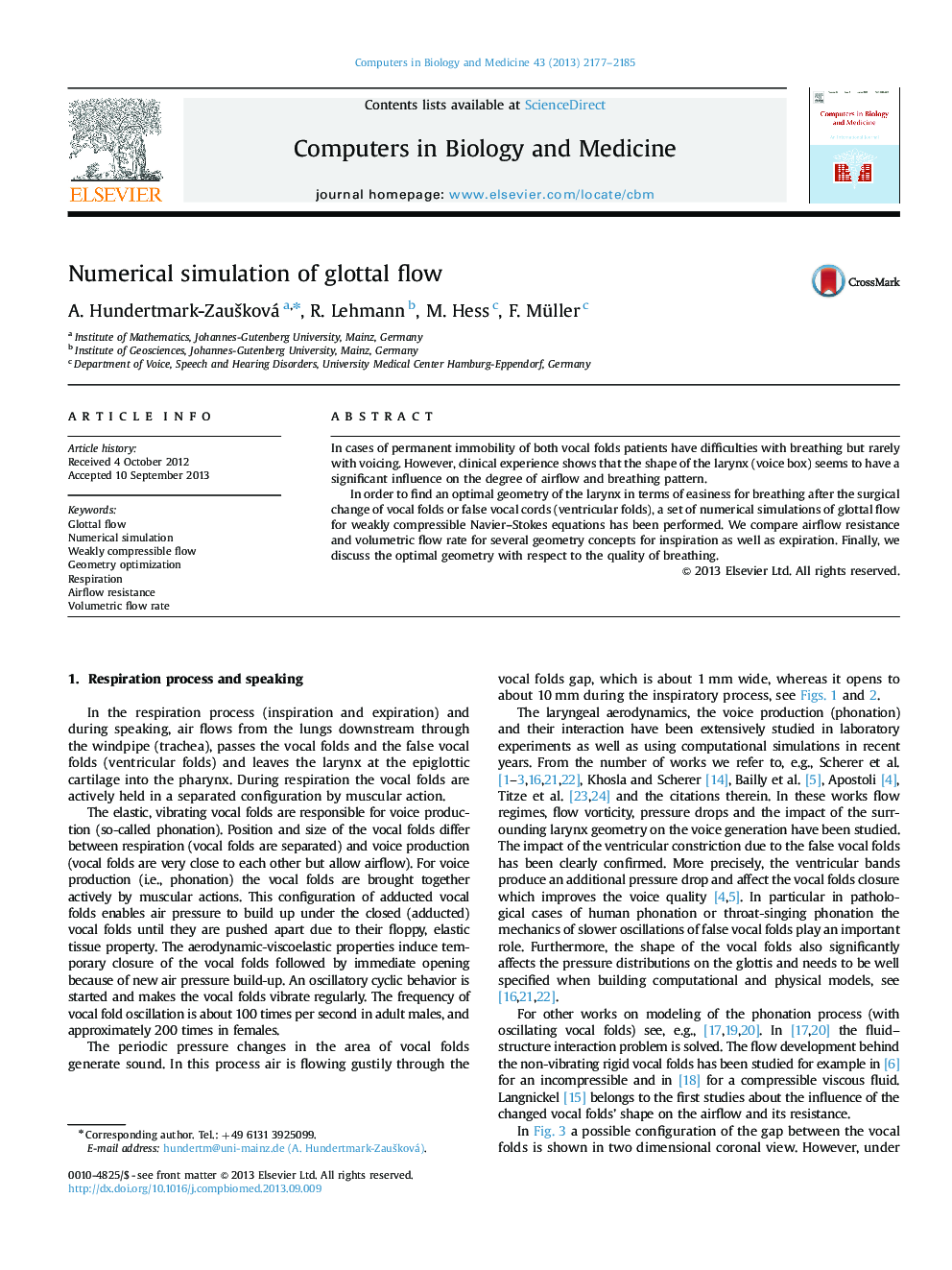 Numerical simulation of glottal flow